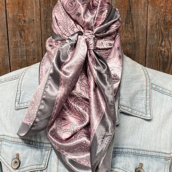 Rodeo Drive Accessories - Paisley Pink Grey Western Wild Rag Scarf